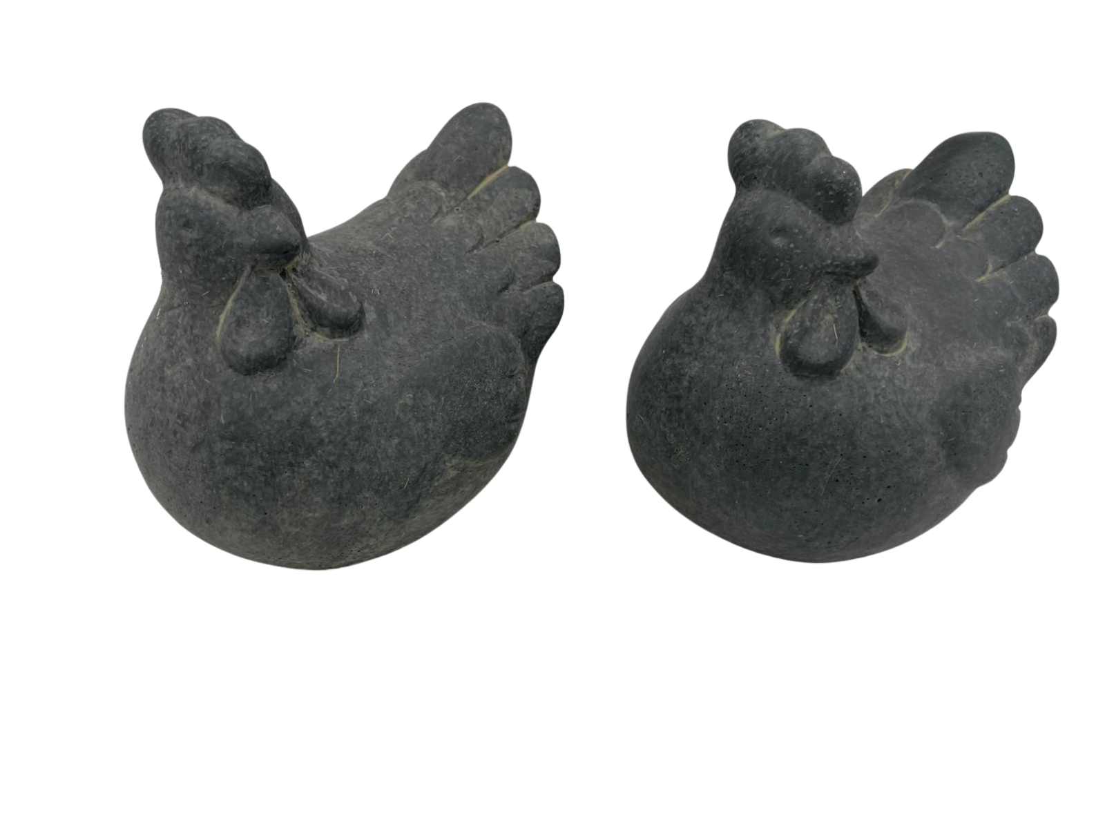 Brynxz decoratie beelden set van 2 kippen Majestic Vintage antraciet betonlook.