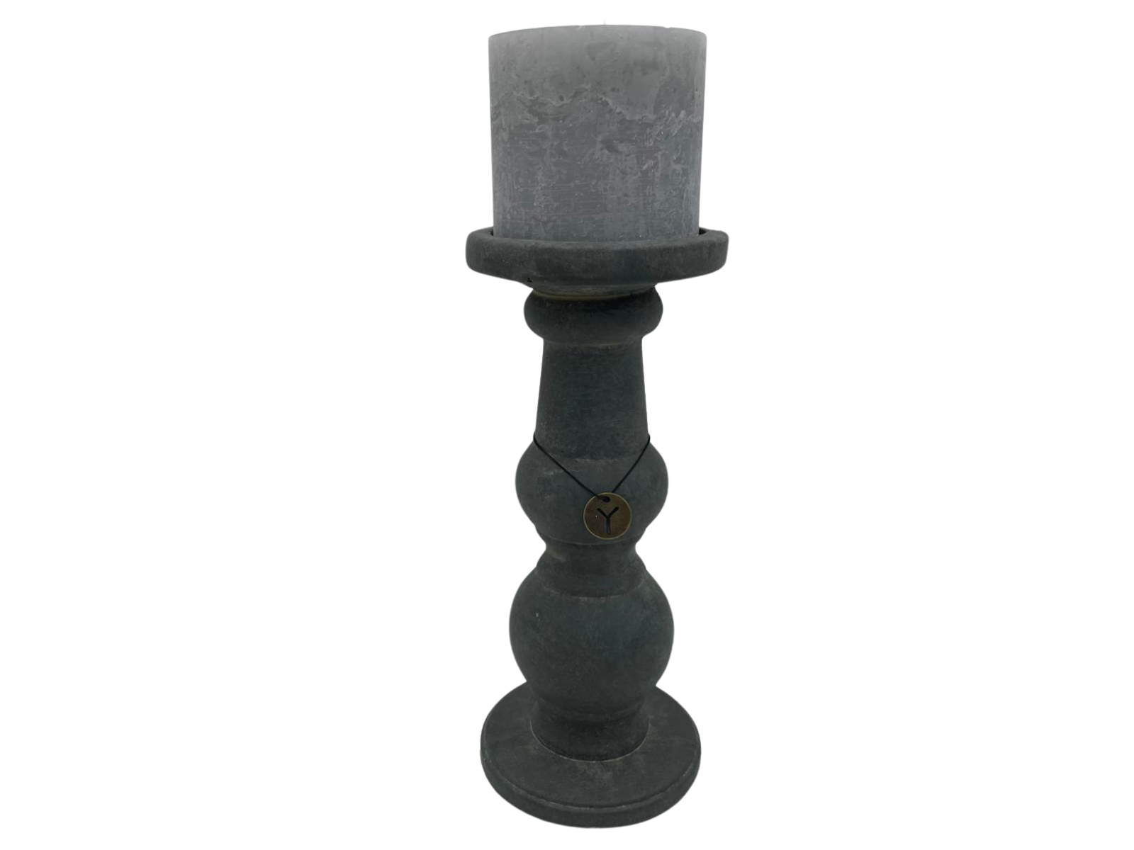 Brynxz Grandeur Vintage Kandelaar - Grijs steenlook -  Maat L Hoogte 30 cm - Candleholder