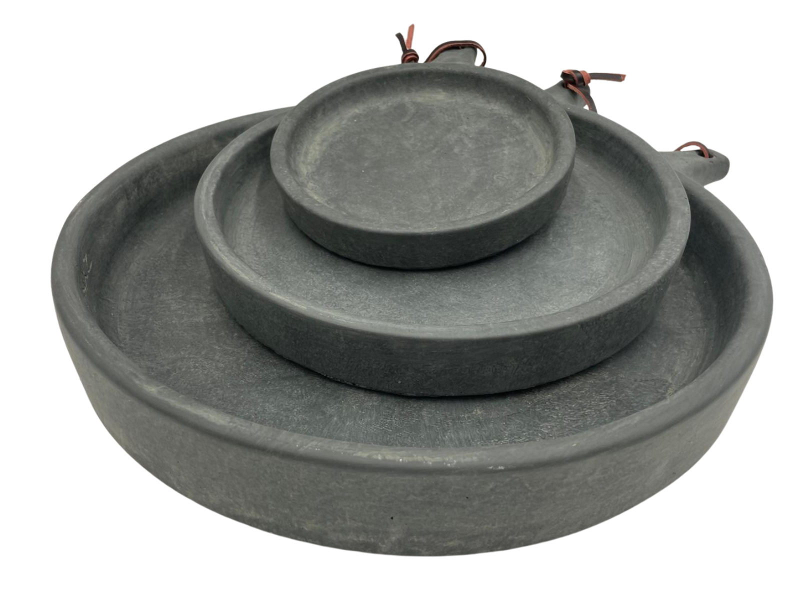 Brynxz Set van 3 Majestic Vintage Borden met Handgreep &ndash; Grijs &ndash; &Oslash;39/30/21 cm