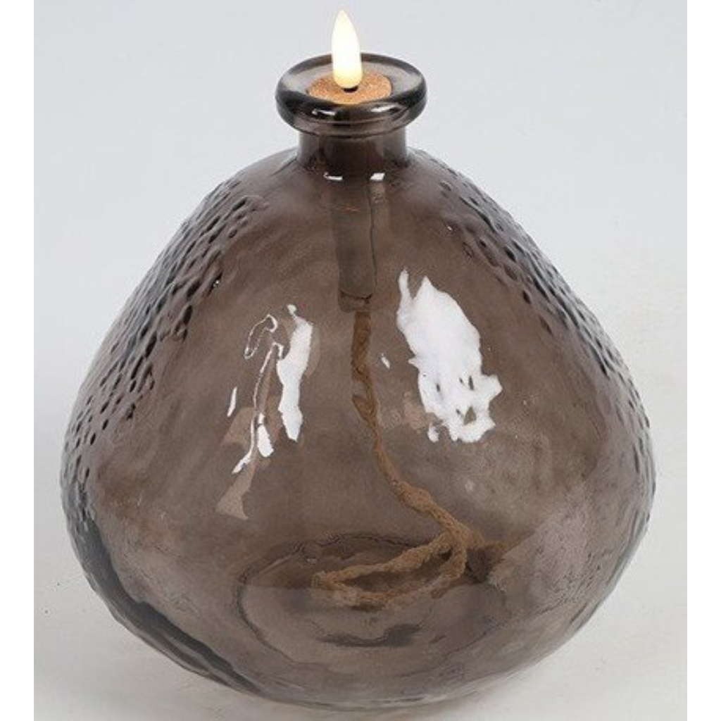 Olielamp met led verlichting donker bruin 20 x 17 cm | 827927 | Home Sweet Home | Stoer & Sober Woonstijl