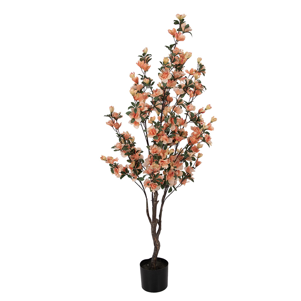 Clayre & Eef | Decoratie Azalea boom Oranje Groen 20x20x135 cm | 5PL0212