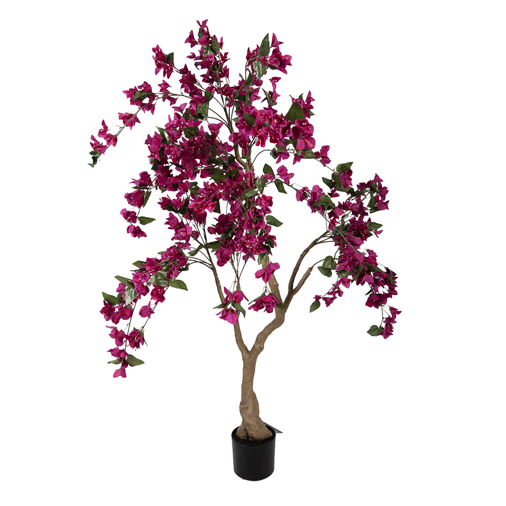 Clayre & Eef | Decoratie Bougainvillea boom paars Groen 100x100x150 cm | 5PL0219