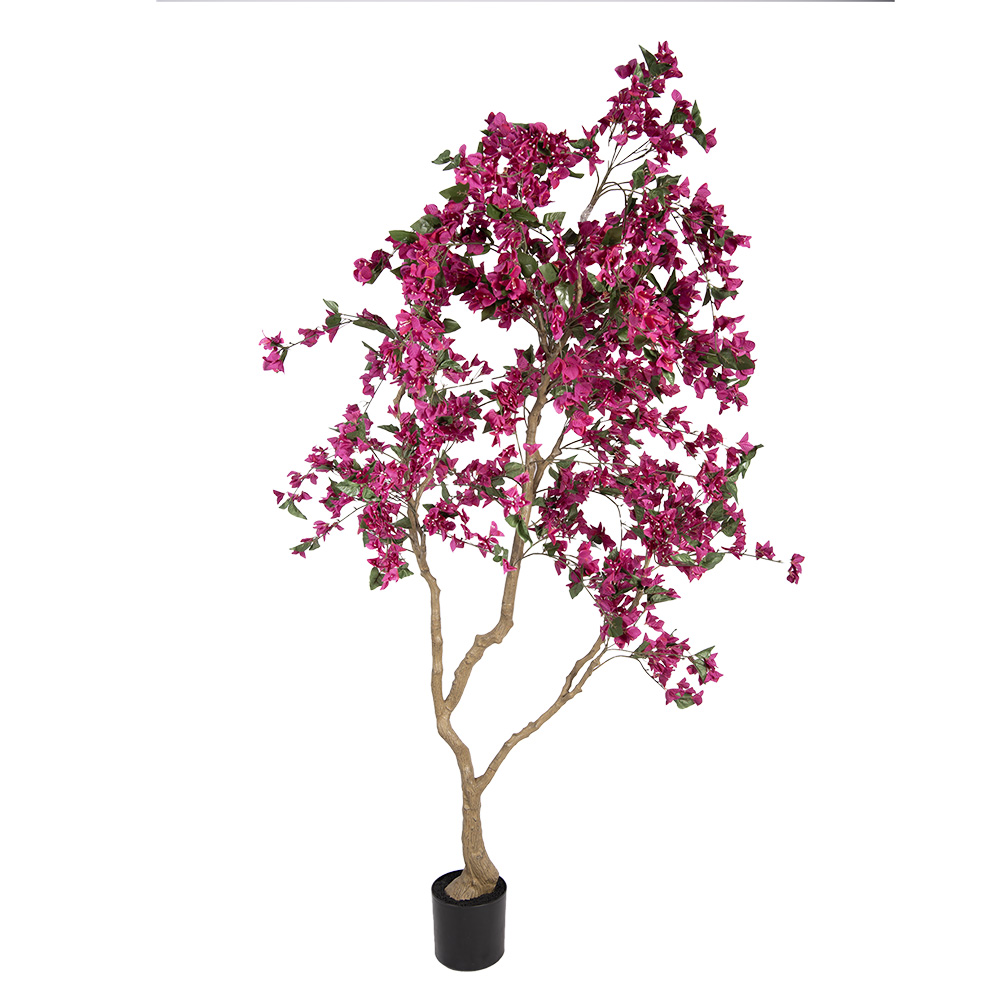 Clayre & Eef | Decoratie Bougainvillea boom Roze Groen 125x125x210 cm | 5PL0221
