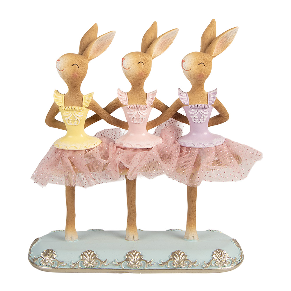 Clayre & Eef | Decoratie Konijnen Bruin Roze 23x8x25 cm | 6PR5943