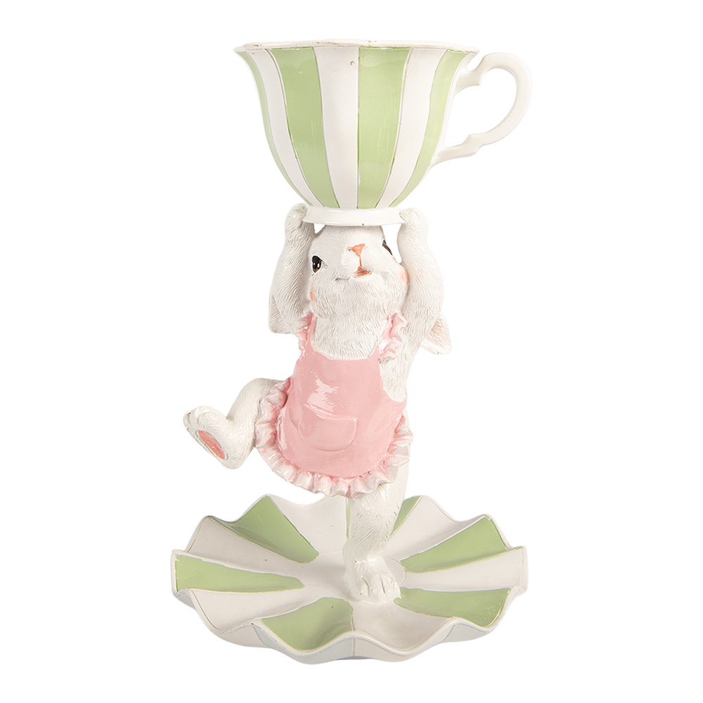 Clayre & Eef | Decoratie Konijn Wit Groen &oslash; 15x24 cm | 6PR5969