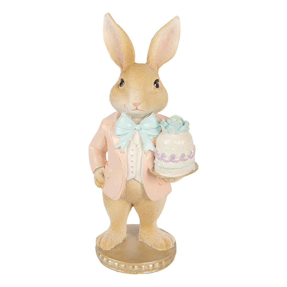 Clayre & Eef | Decoratie Konijn Beige Roze 9x7x19 cm | 6PR6008