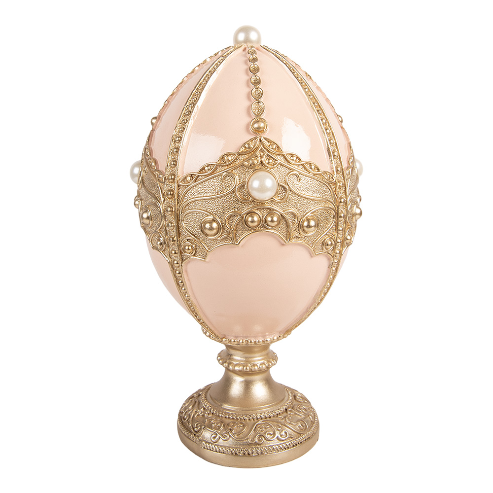 Clayre & Eef | Decoratie Ei Roze Goudkleurig &oslash; 15x27 cm | 6PR6109