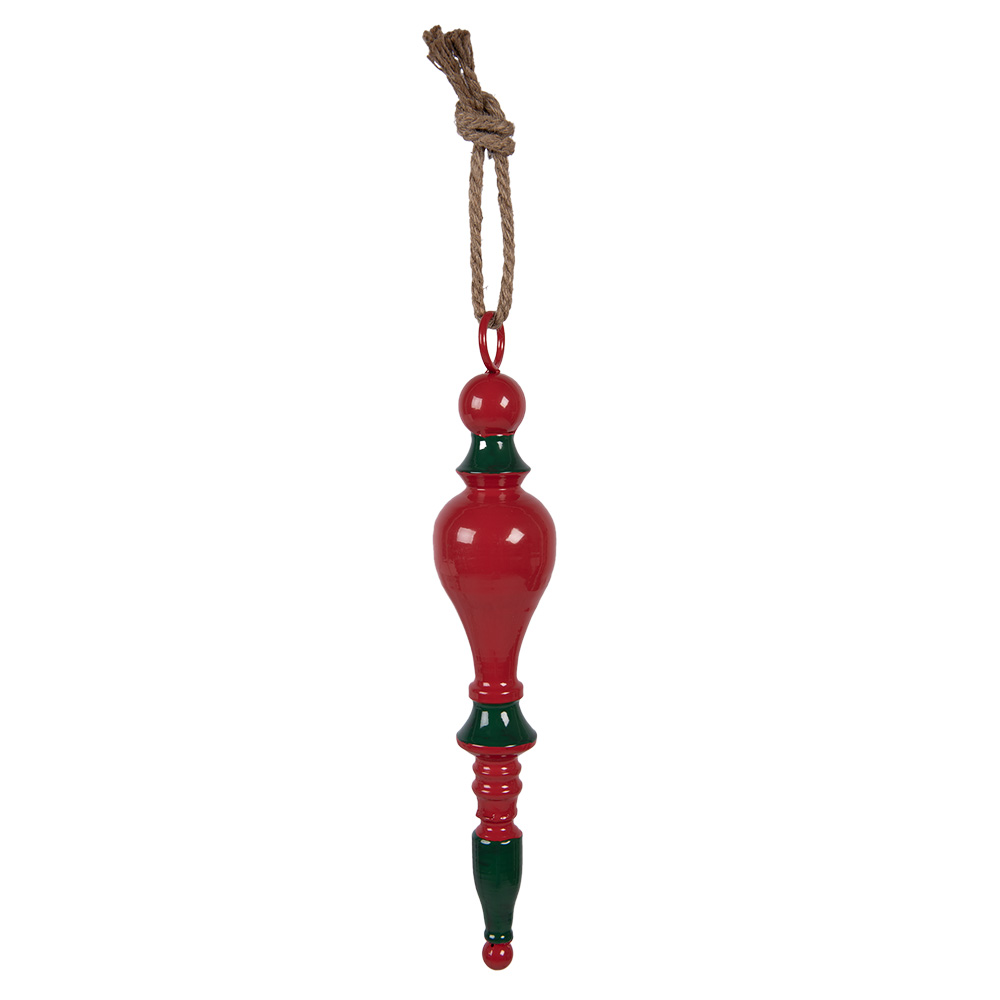 Clayre & Eef | Decoratie hanger Kerst Rood Groen &oslash; 8x41 cm | 6Y5980