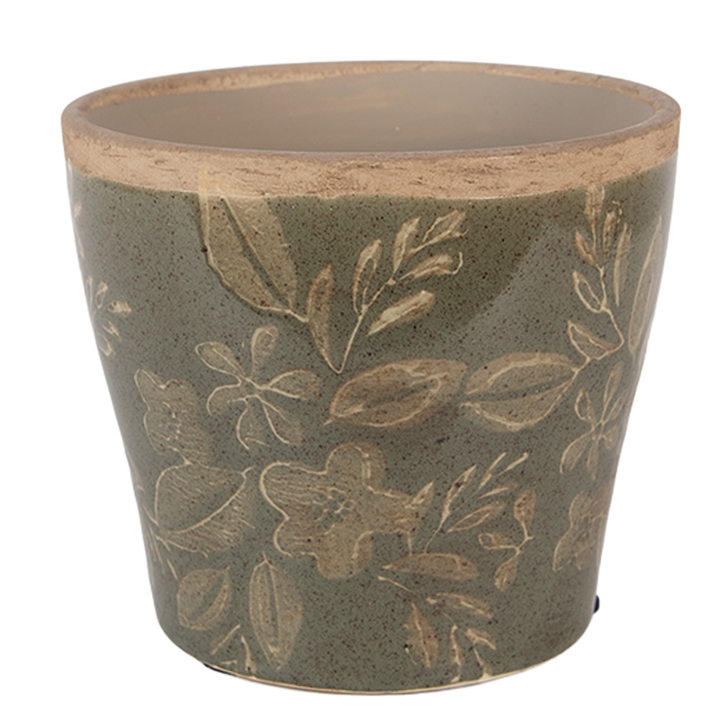 Clayre & Eef | Bloempot Binnen Groen Bruin &oslash; 12x10 cm | 6CE2410M