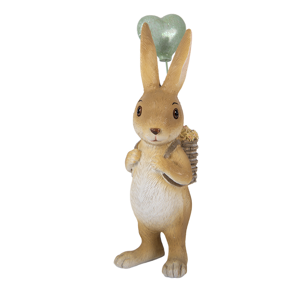 Clayre & Eef | Decoratie Konijn Bruin Groen 7x5x17 cm | 6PR5976