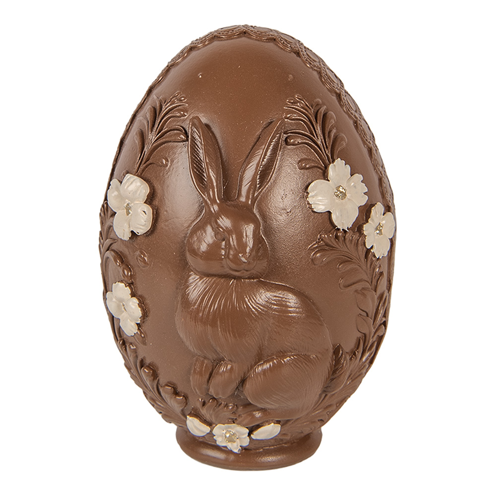 Clayre & Eef | Decoratie Ei Bruin Wit &oslash; 9x13 cm | 6PR6012