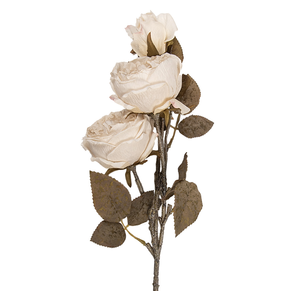 Clayre & Eef | Decoratie tak met bloemen Wit Groen 12x15x70 cm | 5PL0245W