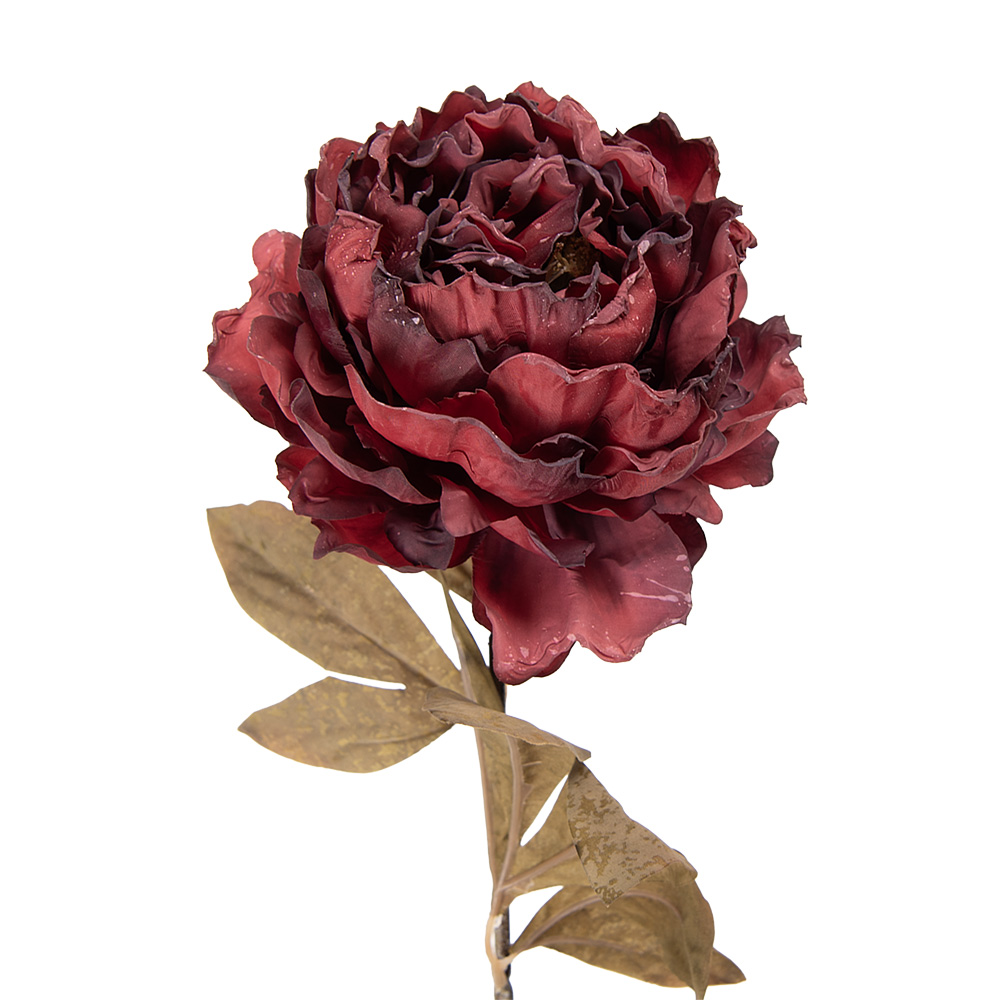 Clayre & Eef | Kunstbloem Pioenroos Rood Groen 14x14x70 cm | 5PL0247R