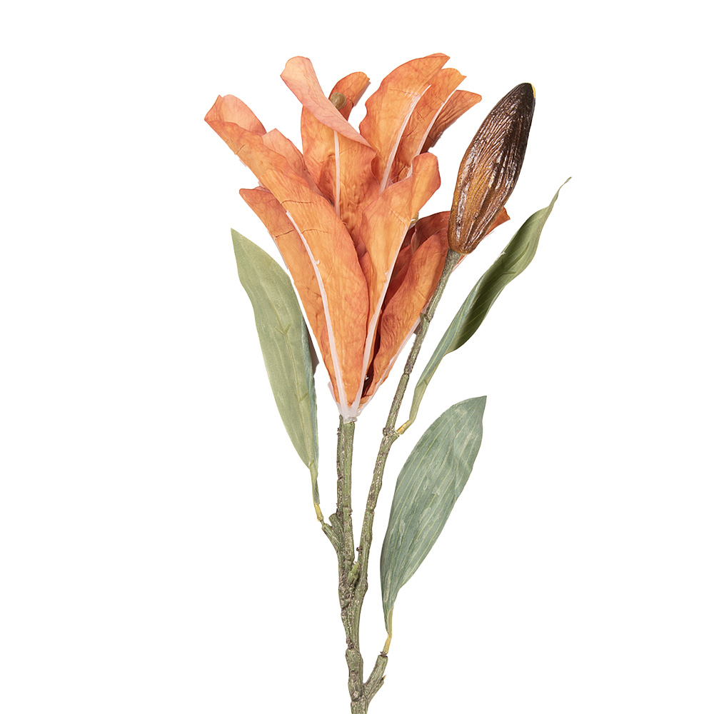 Clayre & Eef | Decoratie tak met bloemen Oranje Groen 12x16x88 cm | 5PL0252O