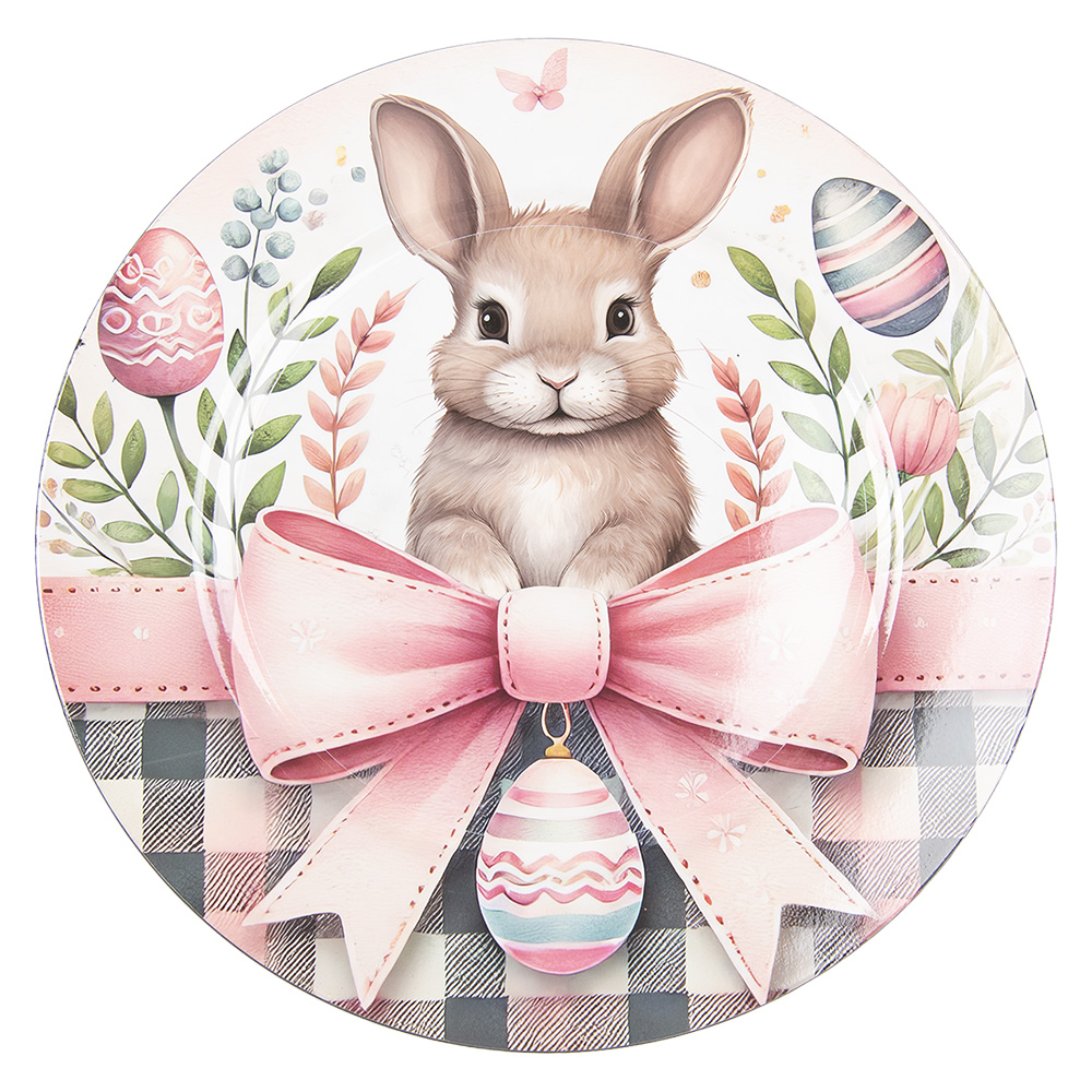 Clayre & Eef | Onderbord Wit Roze &oslash; 33x1 cm | 66442