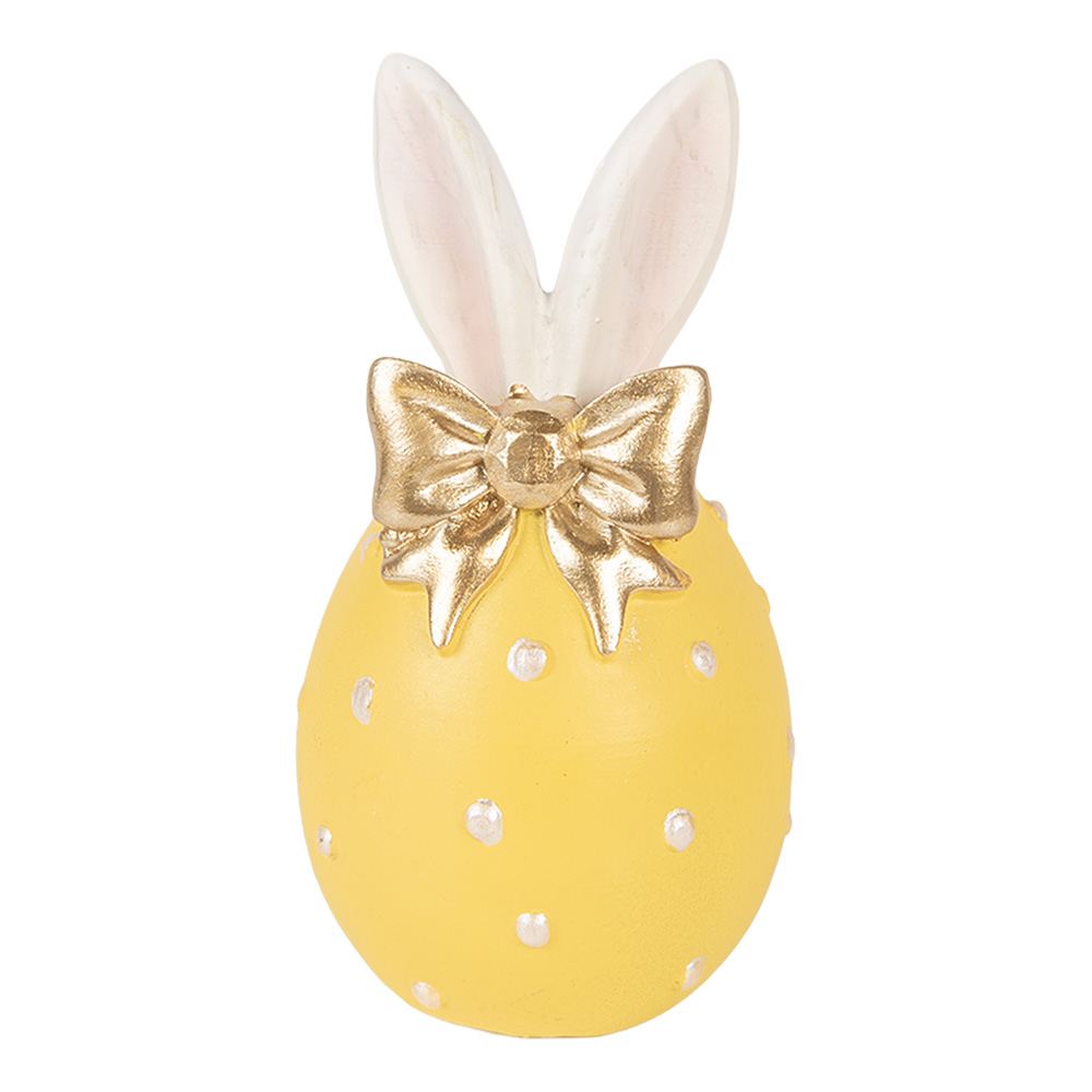 Clayre & Eef | Decoratie Ei Geel Wit &oslash; 6x12 cm | 6PR6074