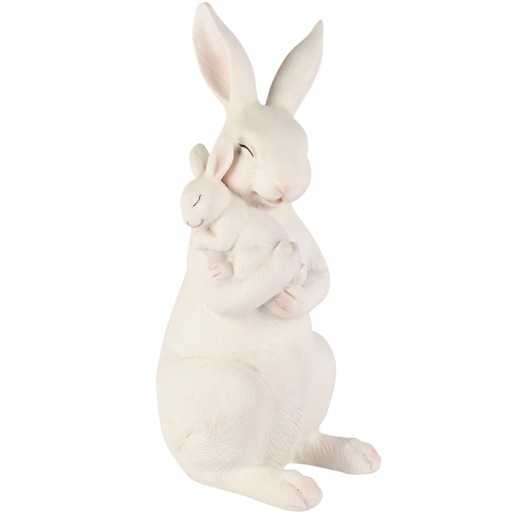 Dekoratief | Bunny staand m/baby, wit, resina, 12x14x28cm | A260851