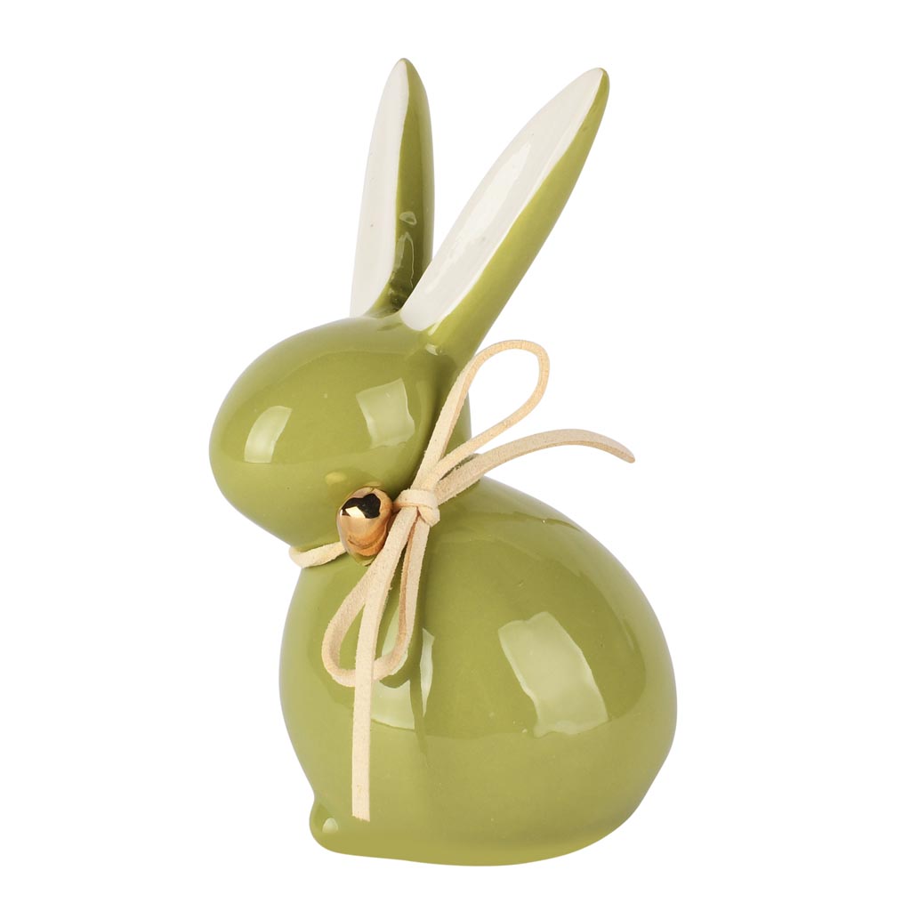 Dekoratief | Bunny m/hartje/strikje, groen, dolomiet, 9x8x16cm | A260756