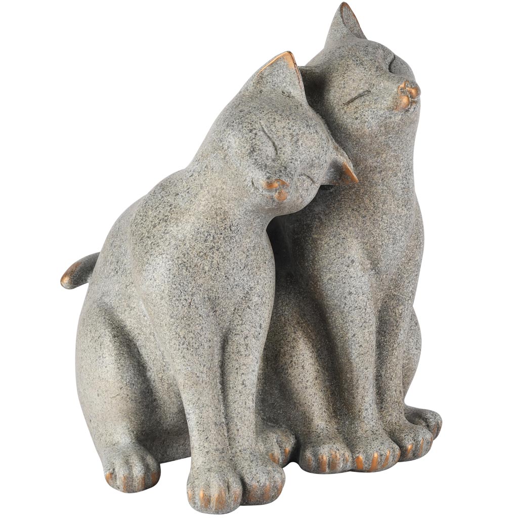 Dekoratief | Deco koppel poesjes, grijs, resina, 23x21x28cm | A260711