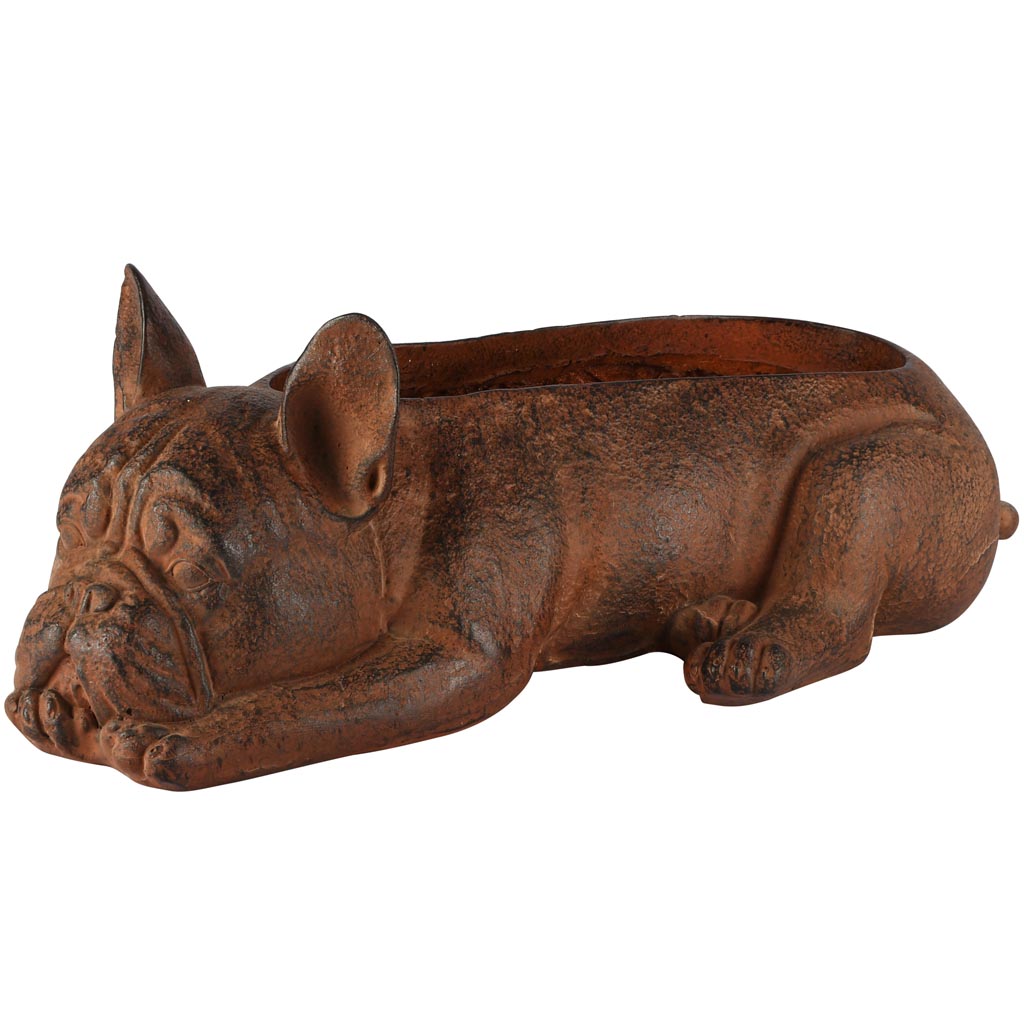 Dekoratief | Bloempot hond liggend, brons, resina, 43x22x15cm | A260707