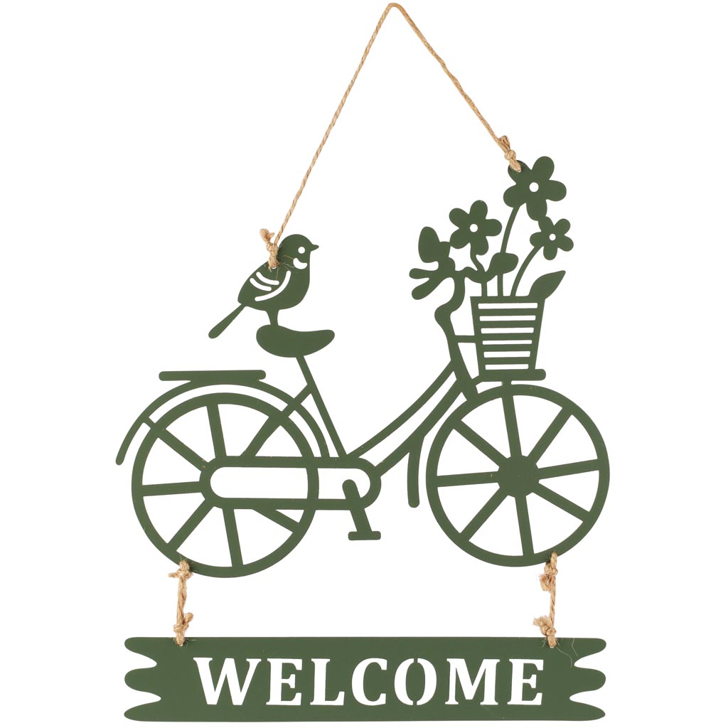 Dekoratief | Hanger fiets 'Welcome', metaal, 23x26cm | A260667