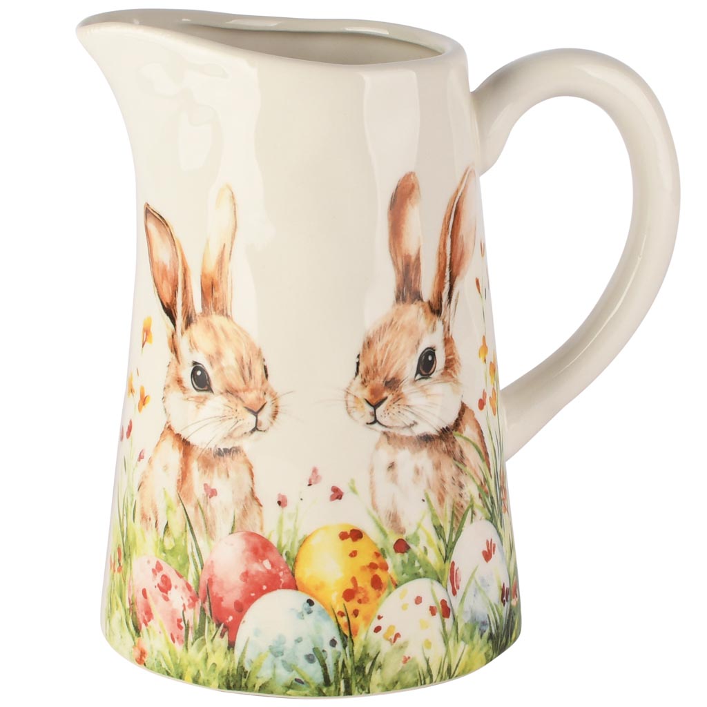 Dekoratief | Kan m/bunny, wit, keramiek, 21x15x23cm | A260588