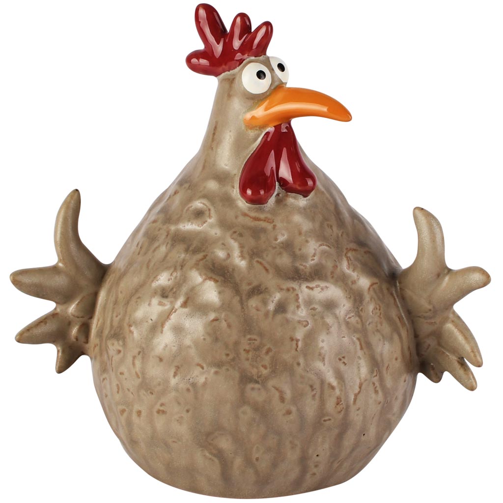 Dekoratief | Kip zittend, grijs, keramiek, 18x12x17cm | A260421