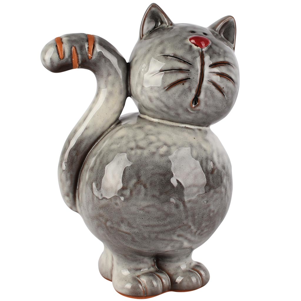 Dekoratief | Poes 'Josy', grijs, keramiek, 15x11x20cm | A260418