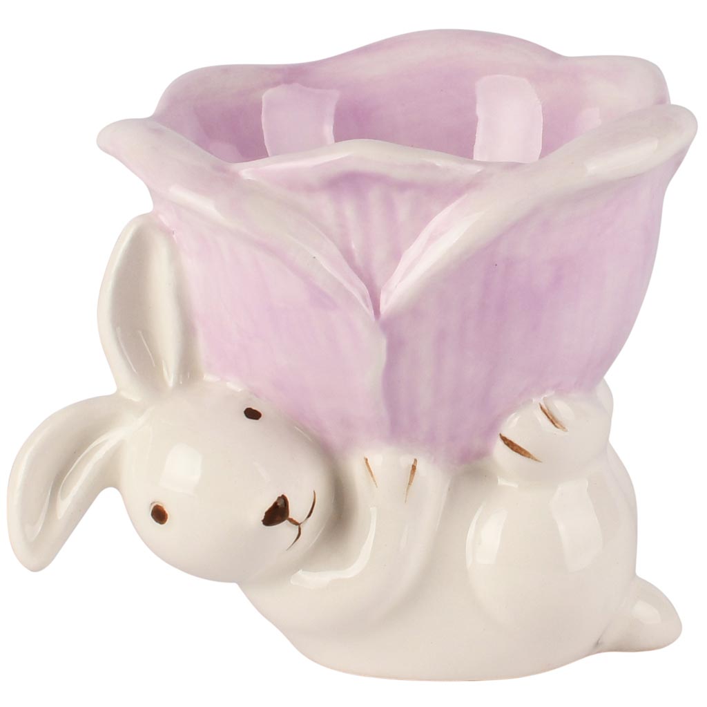 Dekoratief | Eierdopje m/bunny, wit/roze, keramiek, 8x7x6cm | A260401