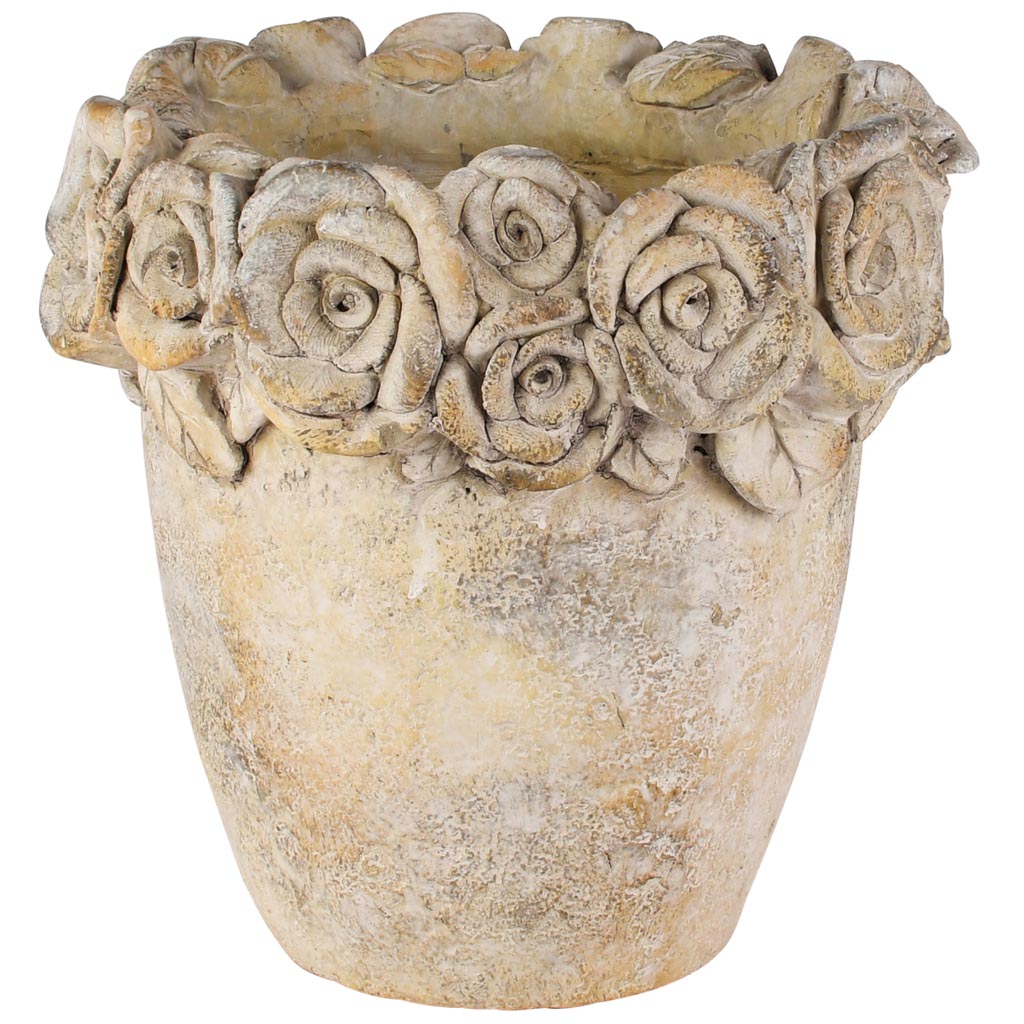Dekoratief | Bloempot 'Baroque Flowers', grijs, cement, 19x19x19cm | A260295