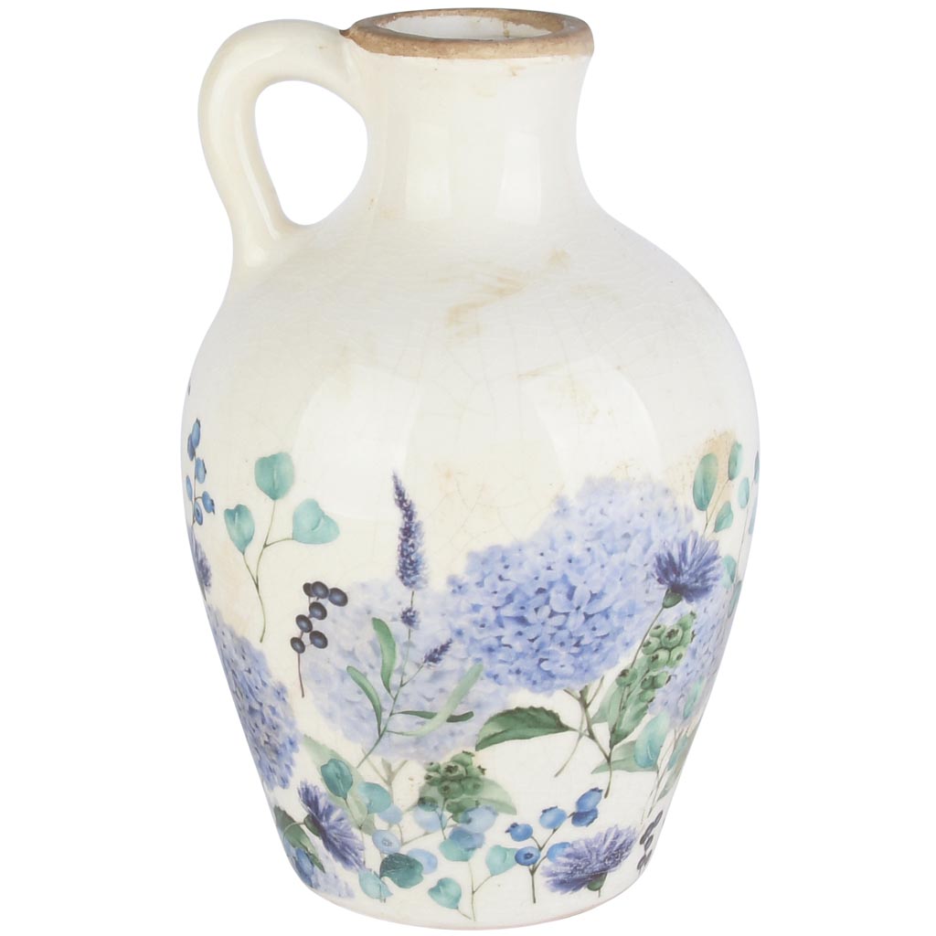 Dekoratief | Kruik 'Purple Blossoms', keramiek, 14x14x22cm | A260138