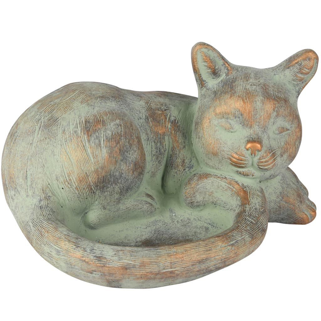 Dekoratief | Deco poes liggend, grijs, cement, 25x20x14cm | A260088