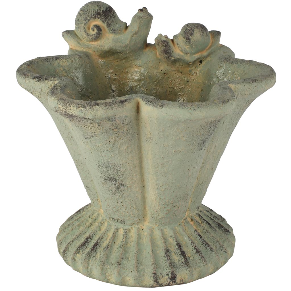 Dekoratief | Vogelbad m/vogeltje, grijs, cement, 20x19x19cm | A260080