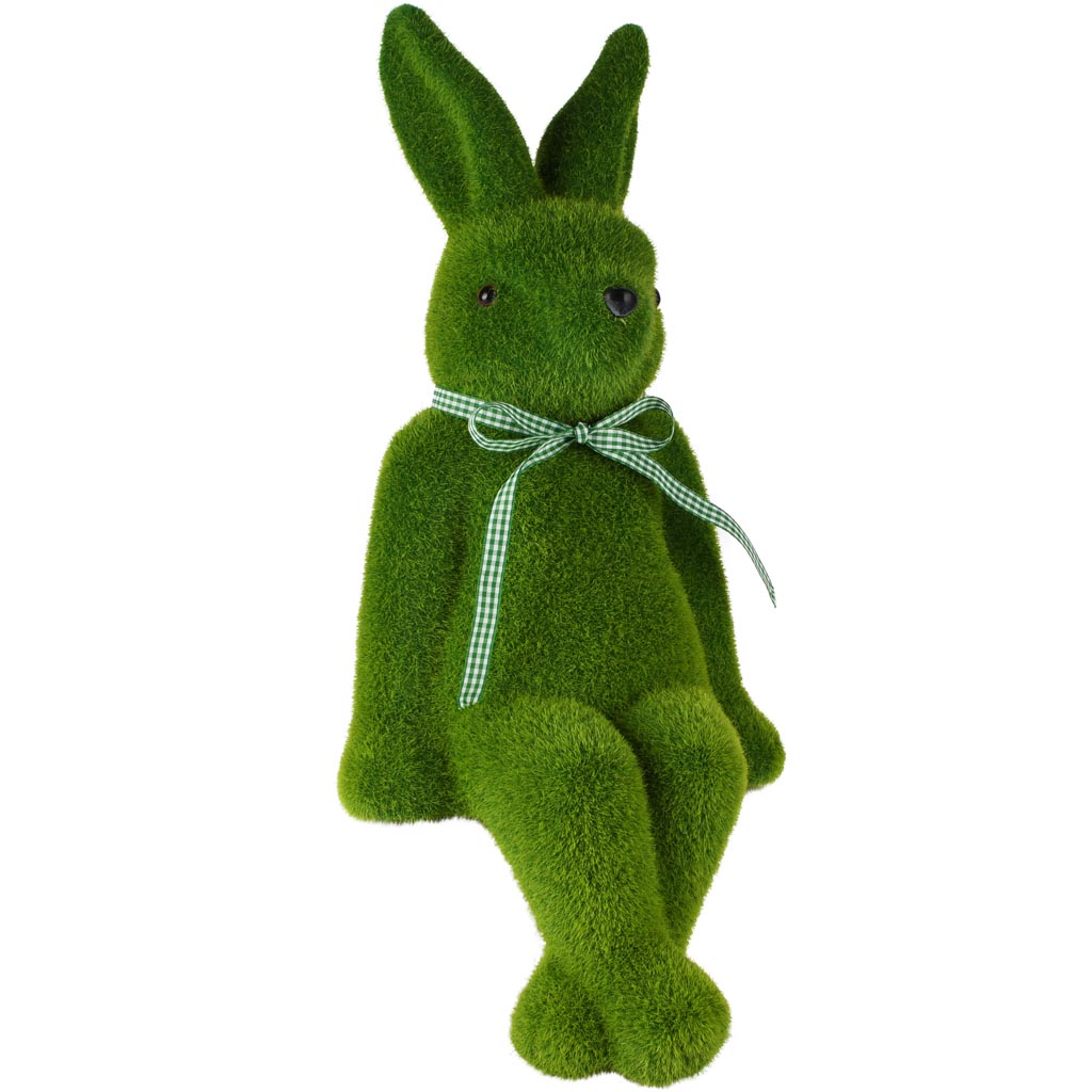 Dekoratief | Bunny m/hangbenen, groen/grijs, magnesium, 19x18x42cm | A260092