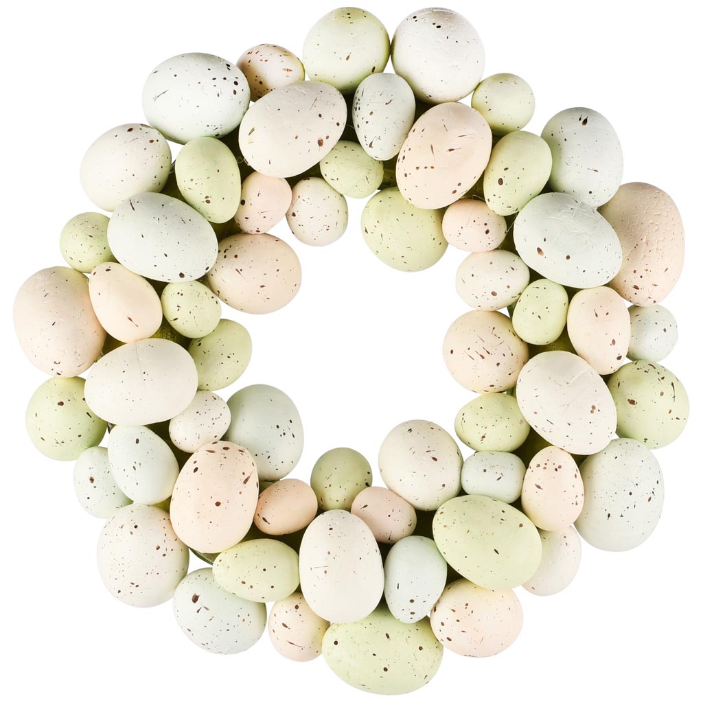 Dekoratief | Krans m/eitjes, blauw/groen/roze, pvc, 30x30x7cm | A260069