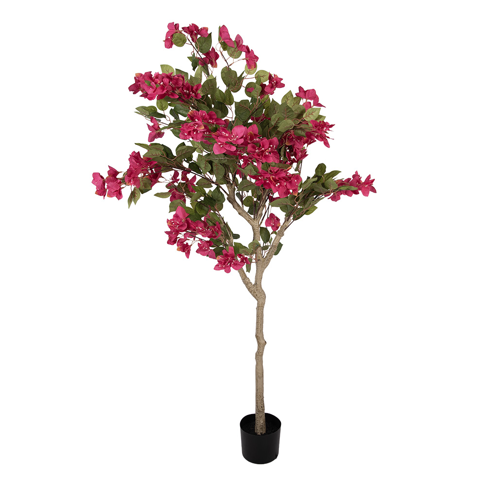 Clayre & Eef | Decoratie Bougainvillea boom Roze Groen 55x55x130 cm | 5PL0225