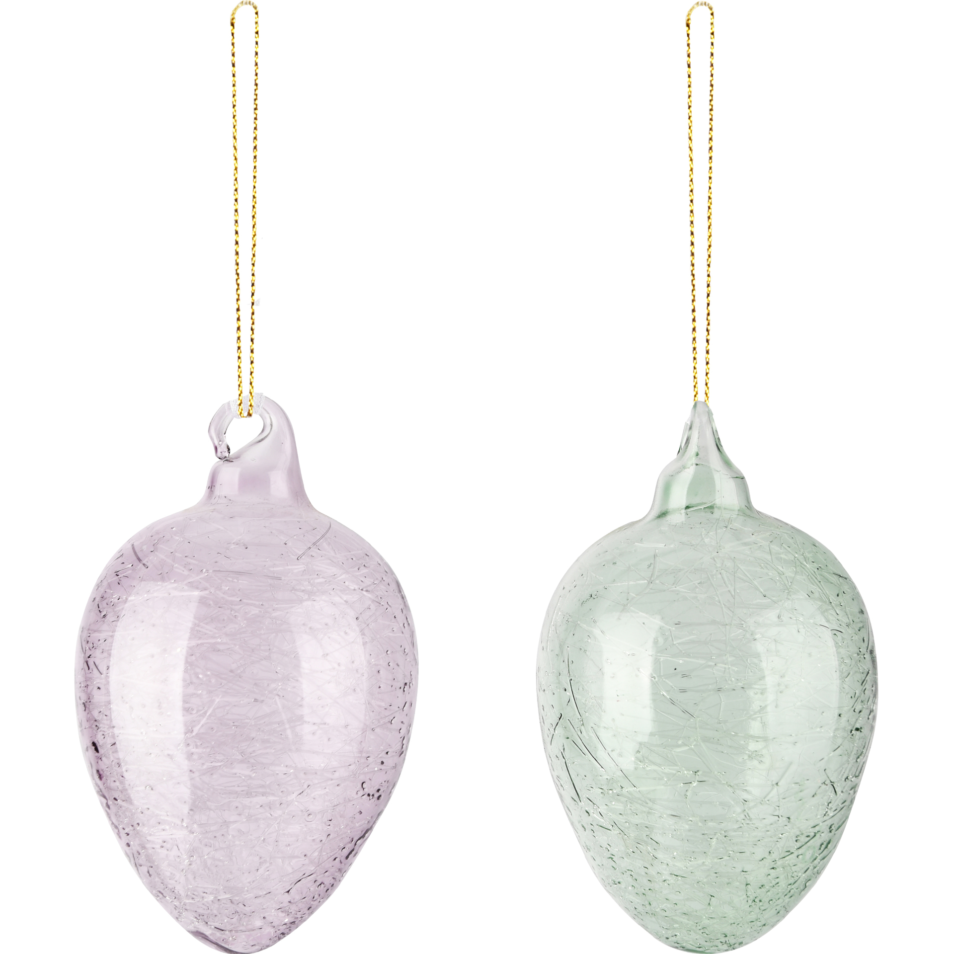Dekoratief | Hanger ei 'Crackled', groen/paars, glas, 6x6x10cm, set van 2 stuks | A260004