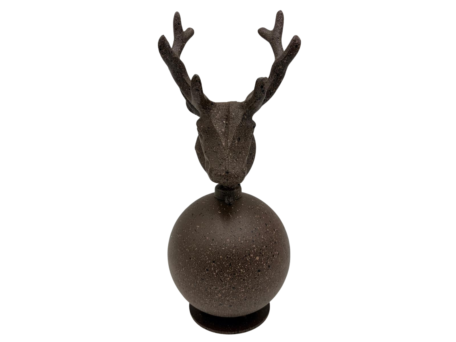 Ornament hertenkop op bal - 23 x 11 cm voet vintage bruin metaal | 823735 | Countryfield
