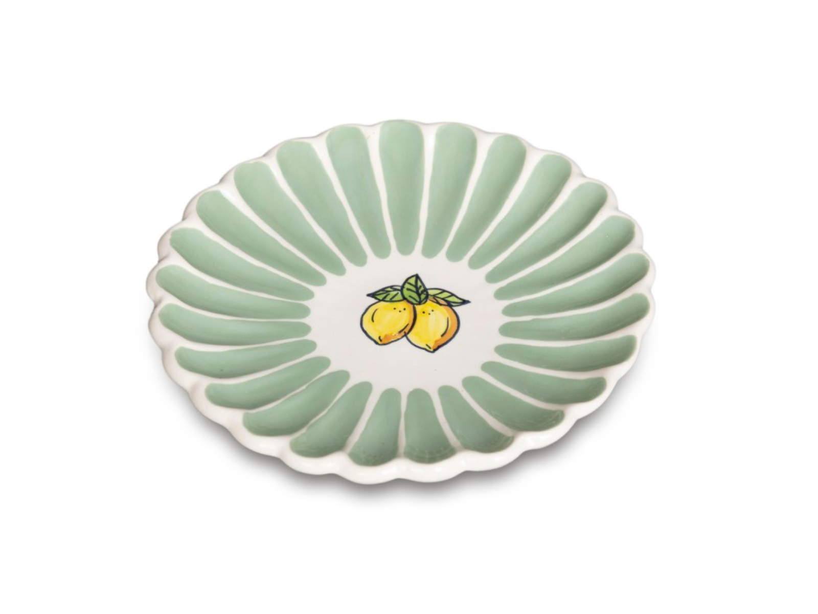 Petitfour Bordje Fruity Citron &ndash; Gestreept - Groen/Wit &ndash; Aardewerk &ndash; &oslash; 15cm - Dishes & Deco