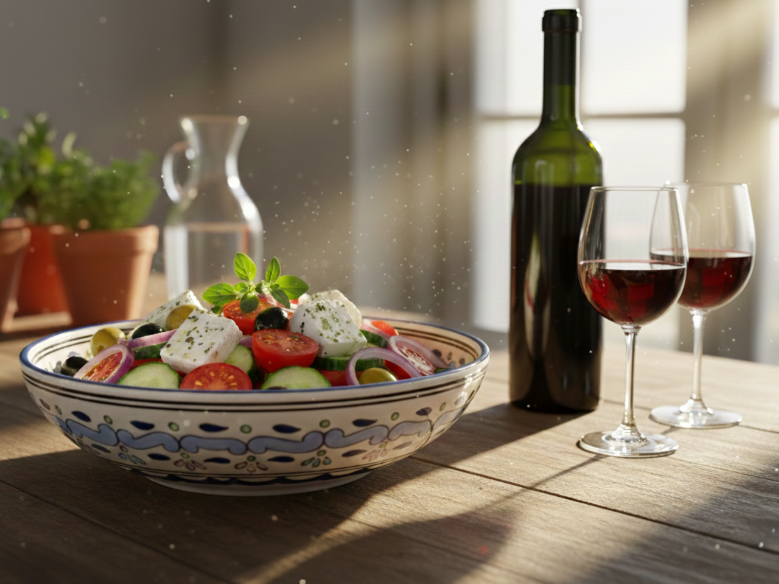 Dishes & Deco Schaal - Jatte Nour Blauw - Handbeschilderd Keramiek - &oslash; 25 cm