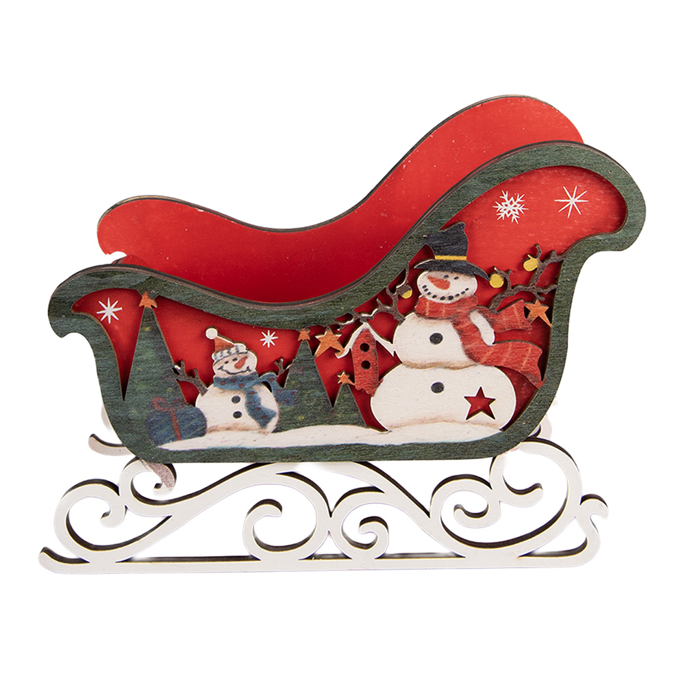 Clayre & Eef | Decoratie Slee Rood Groen 16x12x21 cm | 6H2492