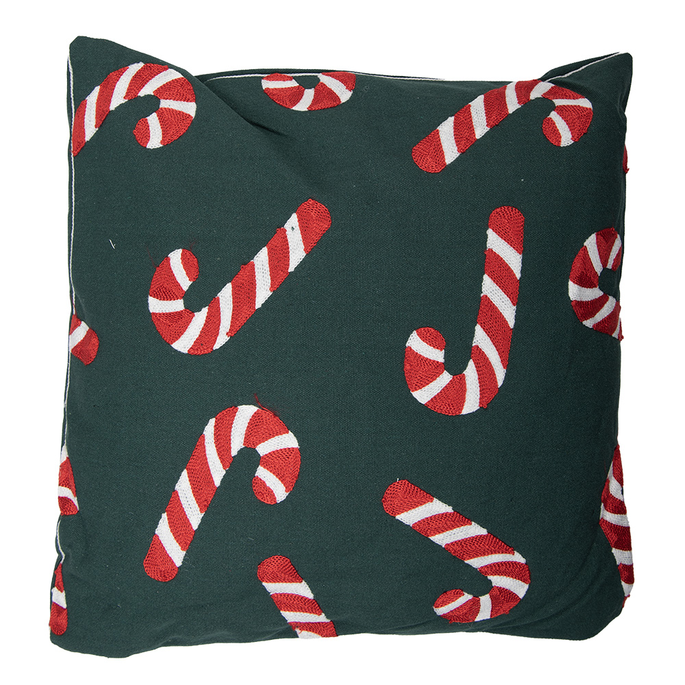 Clayre & Eef | Kussen gevuld Groen Rood Wit 45x45x4 cm | KG023.137