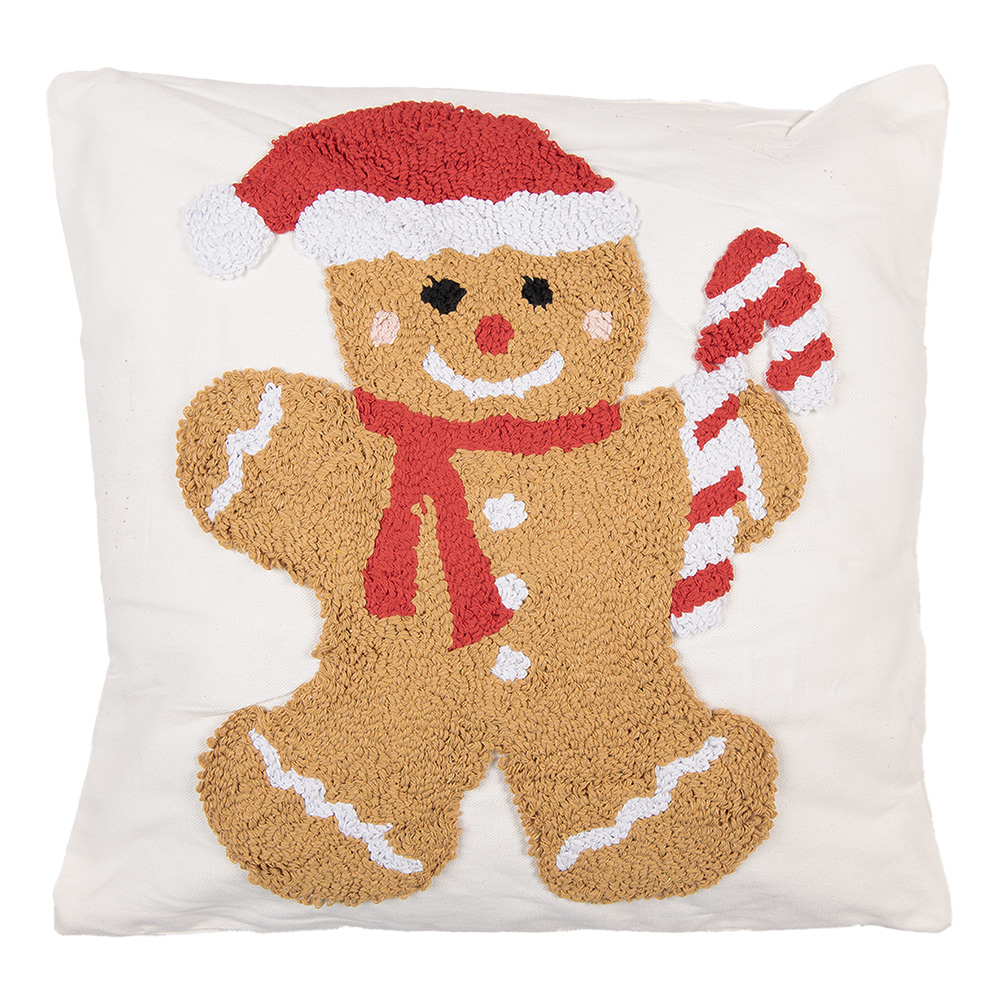 Clayre & Eef | Kussen gevuld Wit Bruin 45x45x4 cm | KG023.140