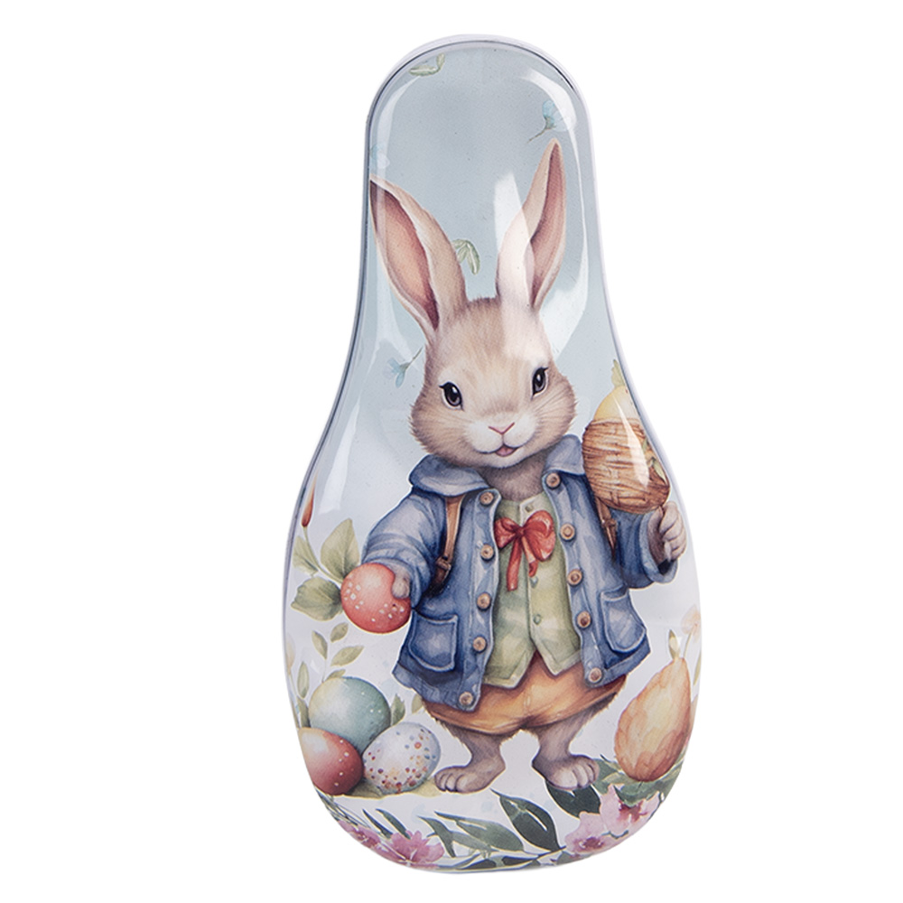 Clayre & Eef | Blikken Bewaardoos Blauw Bruin 14x7x5 cm | 6BL0191