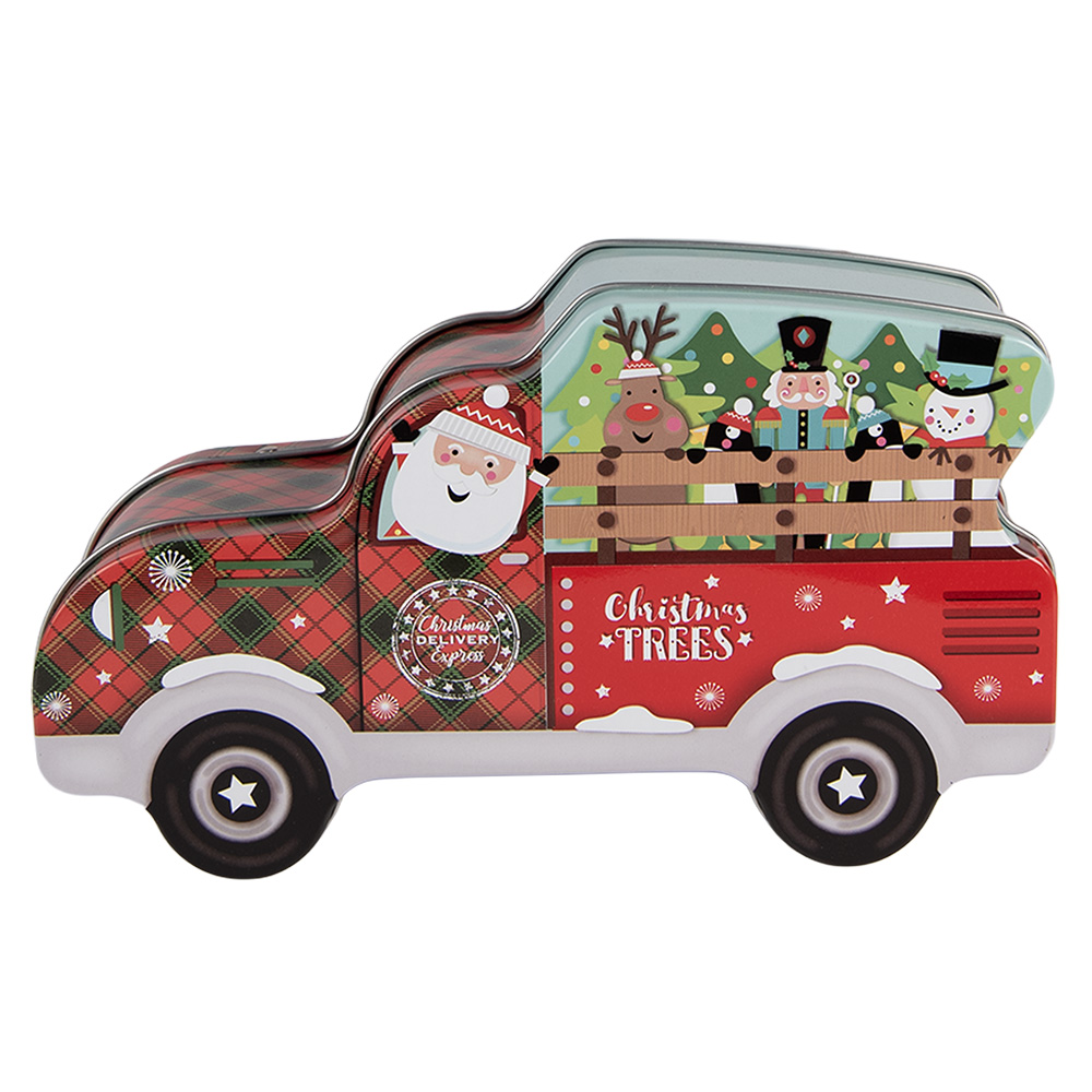 Clayre & Eef | Blikken Bewaardoos Rood Blauw 19x11x7 cm | 6BL0197