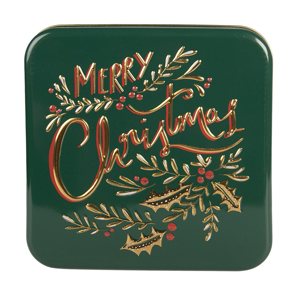 Clayre & Eef | Blikken Bewaardoos Groen Goudkleurig 17x17x6 cm | 6BL0210