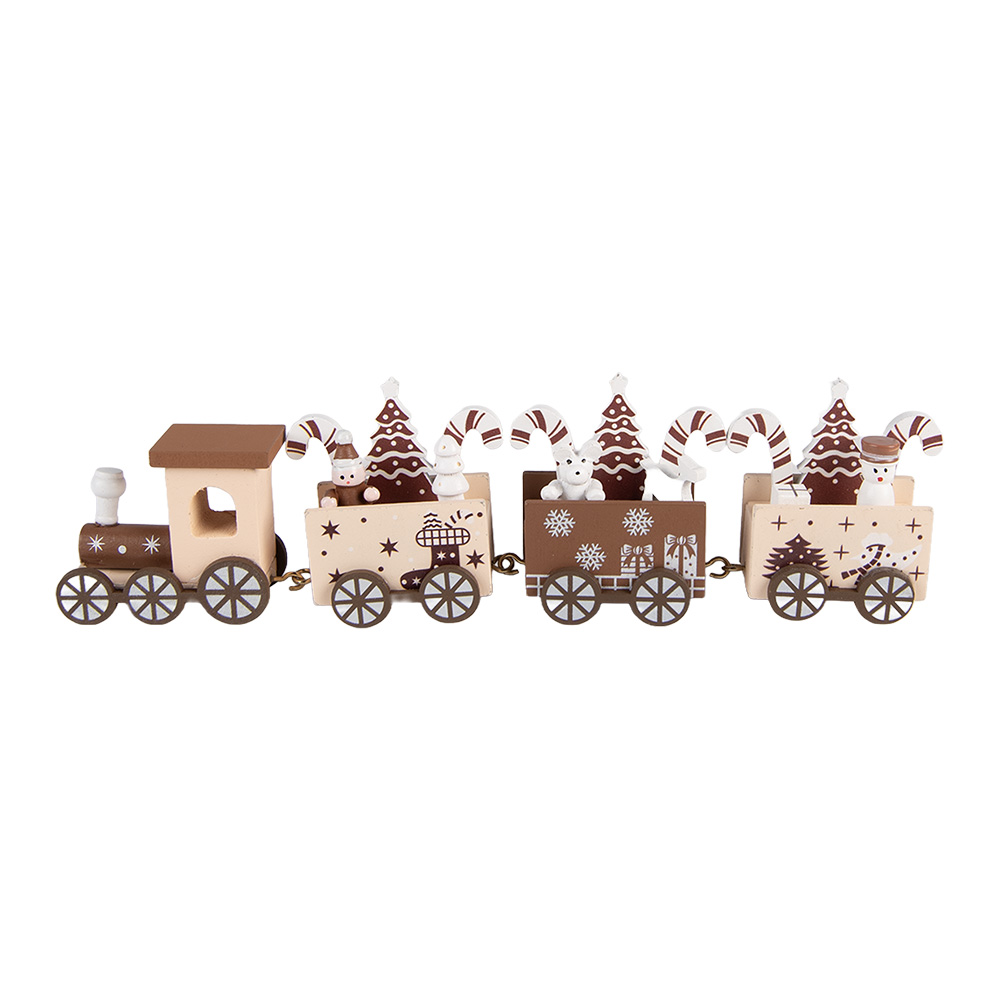 Clayre & Eef | Kerstdecoratie Trein Beige Bruin 27x4x8 cm | 6H2481