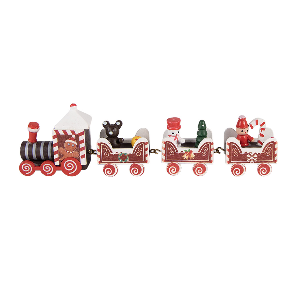 Clayre & Eef | Kerstdecoratie Trein Rood Wit 22x2x7 cm | 6H2482