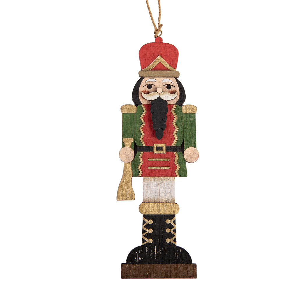 Clayre & Eef | Decoratie Hanger Notenkraker Groen Rood 6x1x18 cm | 6H2496