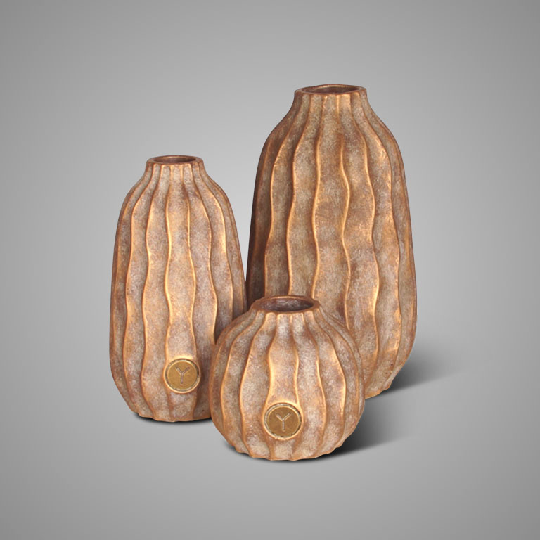 Brynxz Set van 3 Vazen Relief Neck Jewel - Organisch Design - D.19-15 H.33-26-14